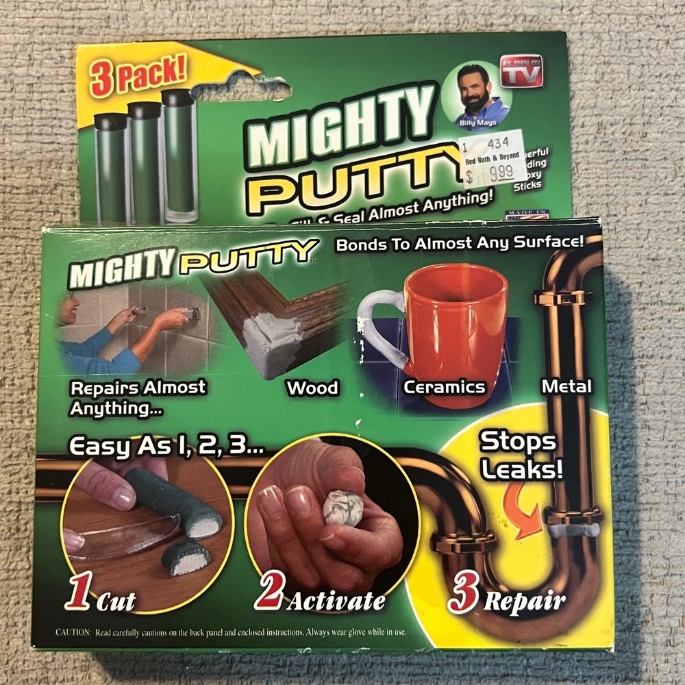 Mighty Putty 3 Pack Powerful Bonding Epoxy Sticks As Seen On TV Billy Mays